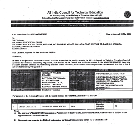AICTE Approval Letter